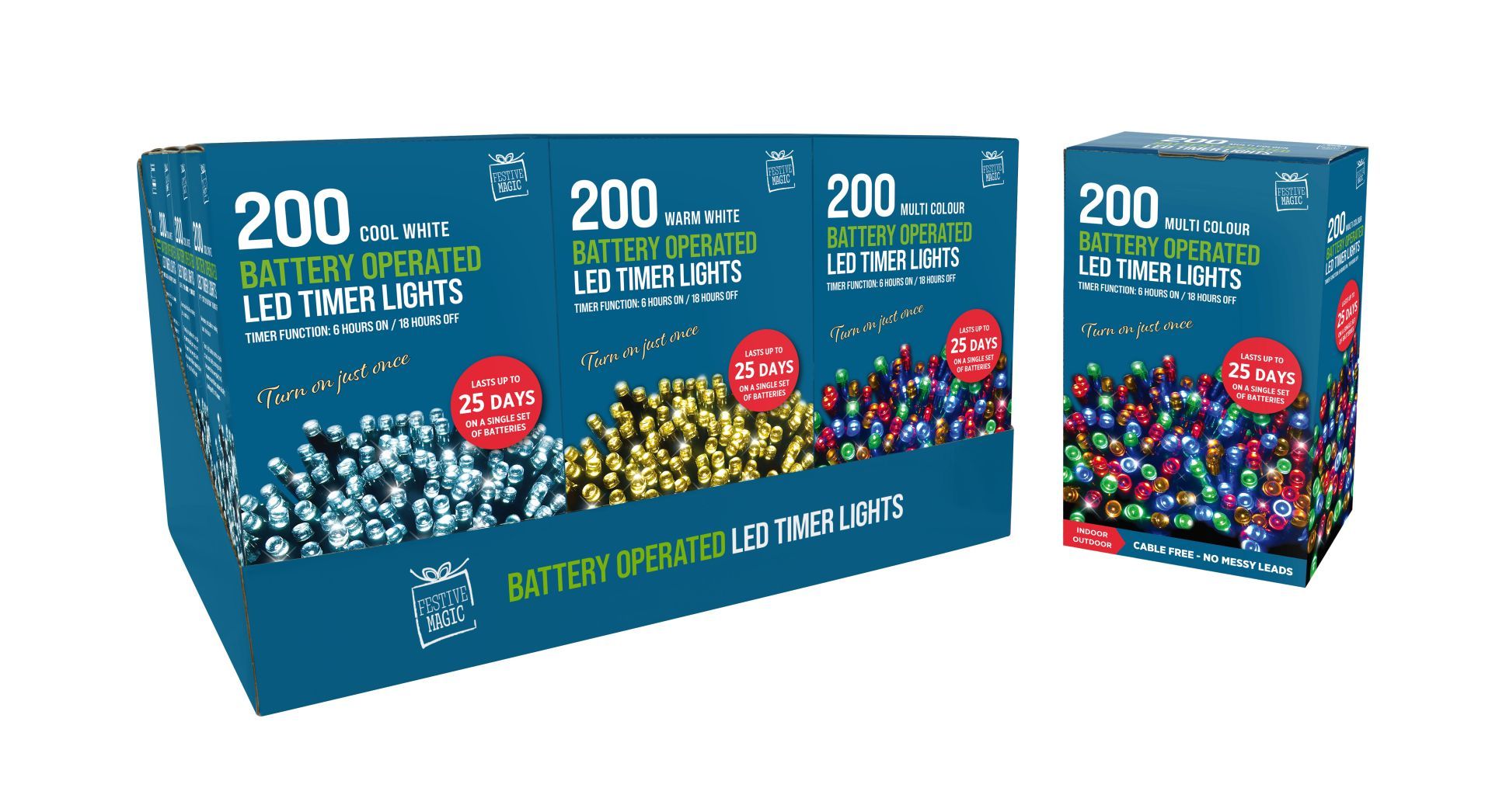 Đèn Led Trang Trí 200 cái/bộ 3 loại UBL XB0827 Trang Trí Giáng Sinh