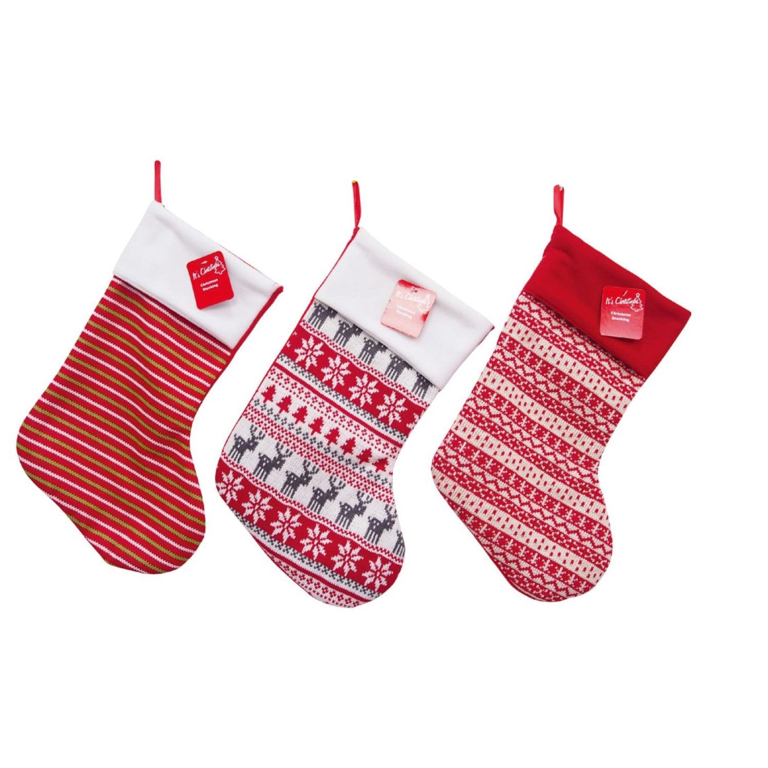Winter Knitted Stocking 44cm 3asst Uncle Bills XB1318