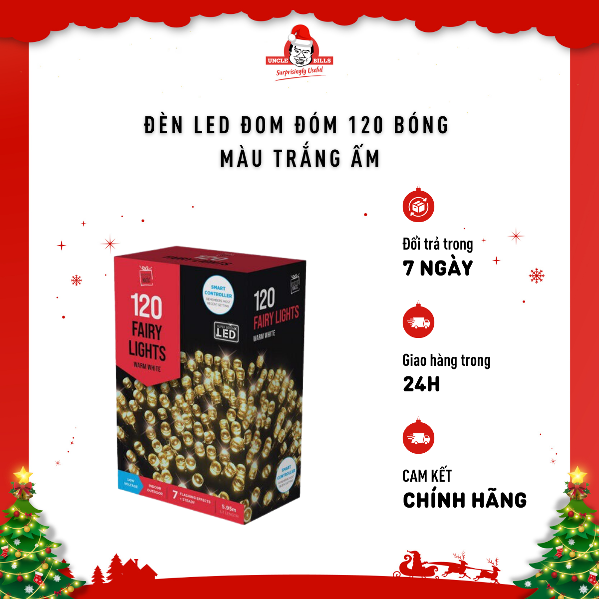 Đèn Led 120 Ánh Sáng Vàng Uncle Bills XB3437