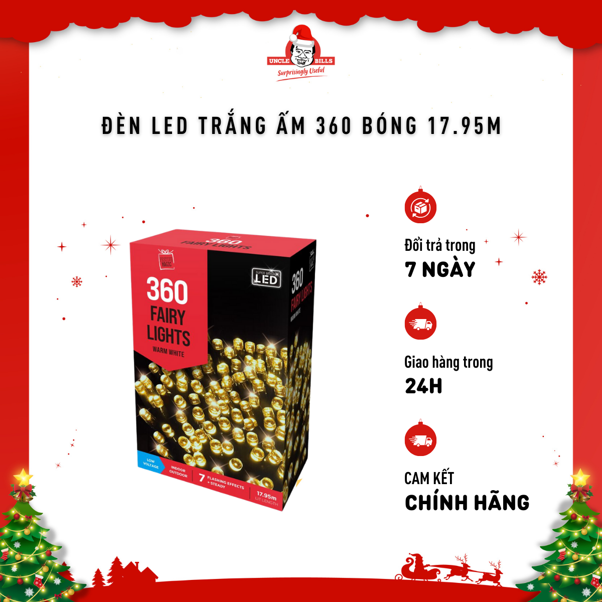 Đèn led 360 ánh sáng vàng Uncle Bills XB3443