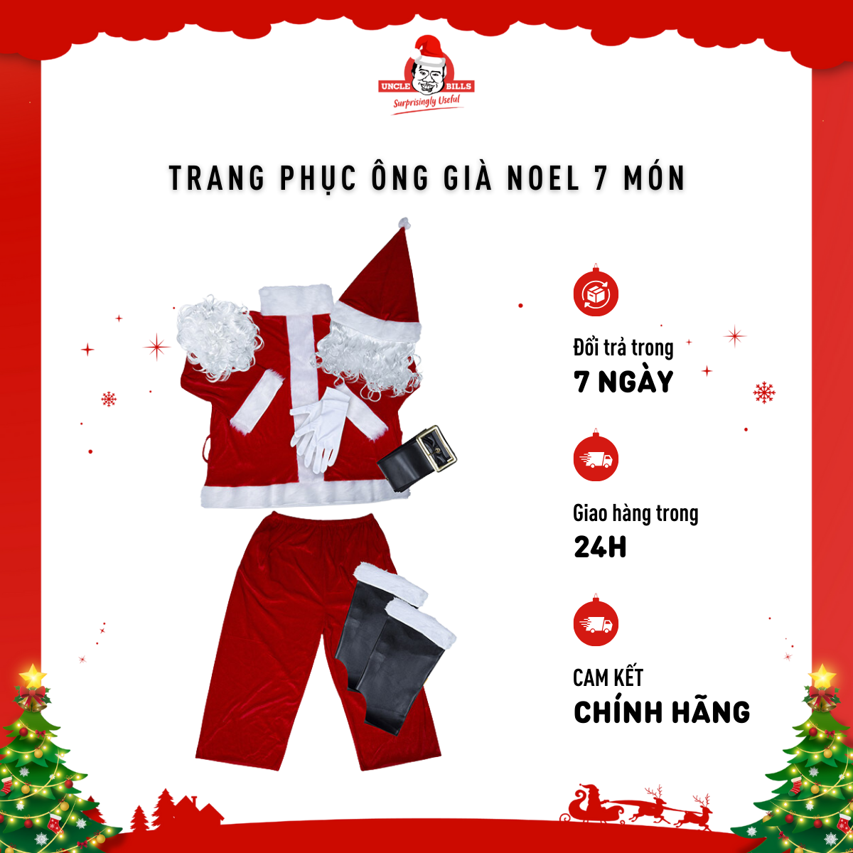 Trang phục ông già Noel 7 món Giáng Sinh Uncle Bills XC0029