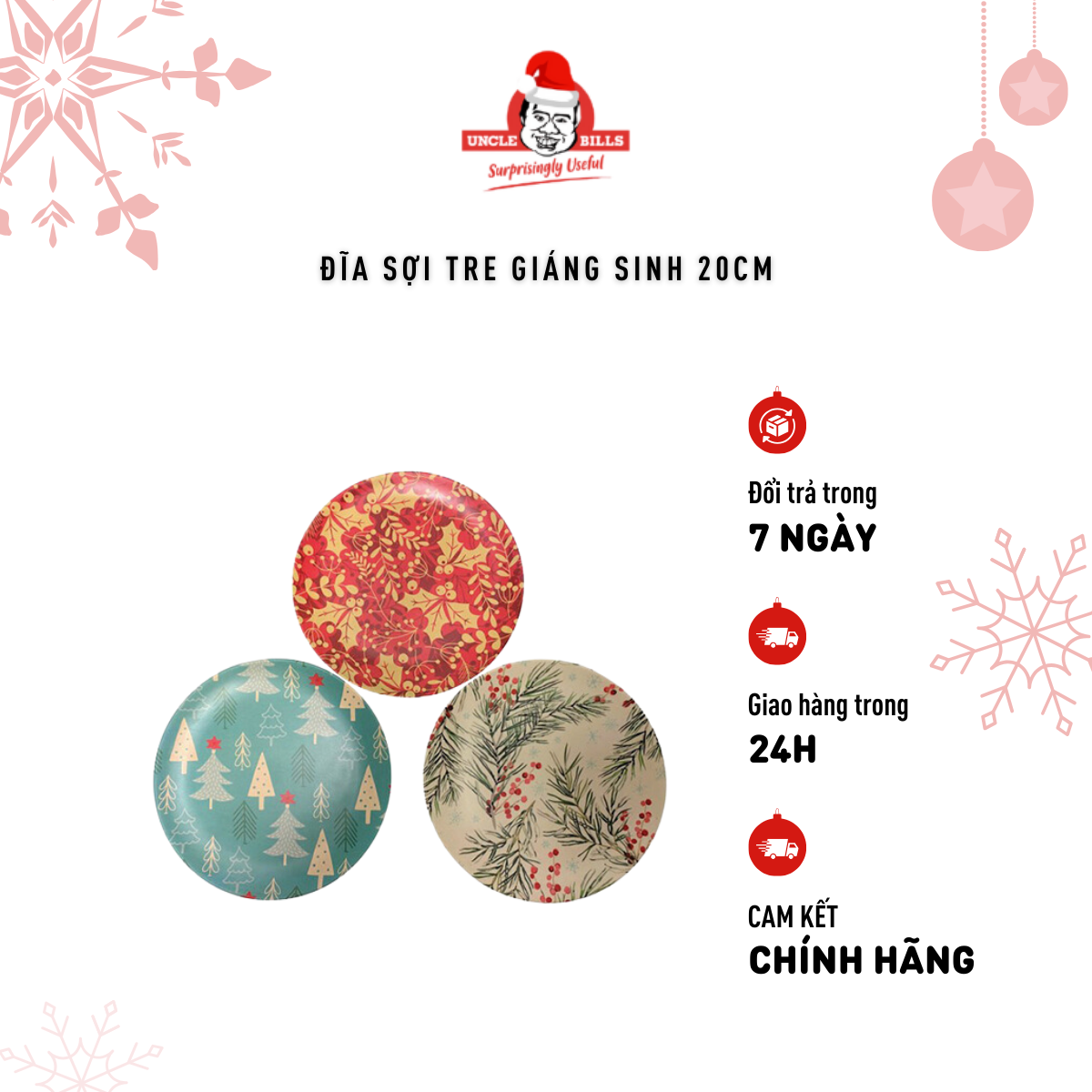 Đĩa Sợi Tre Giáng Sinh 20Cm XK0036