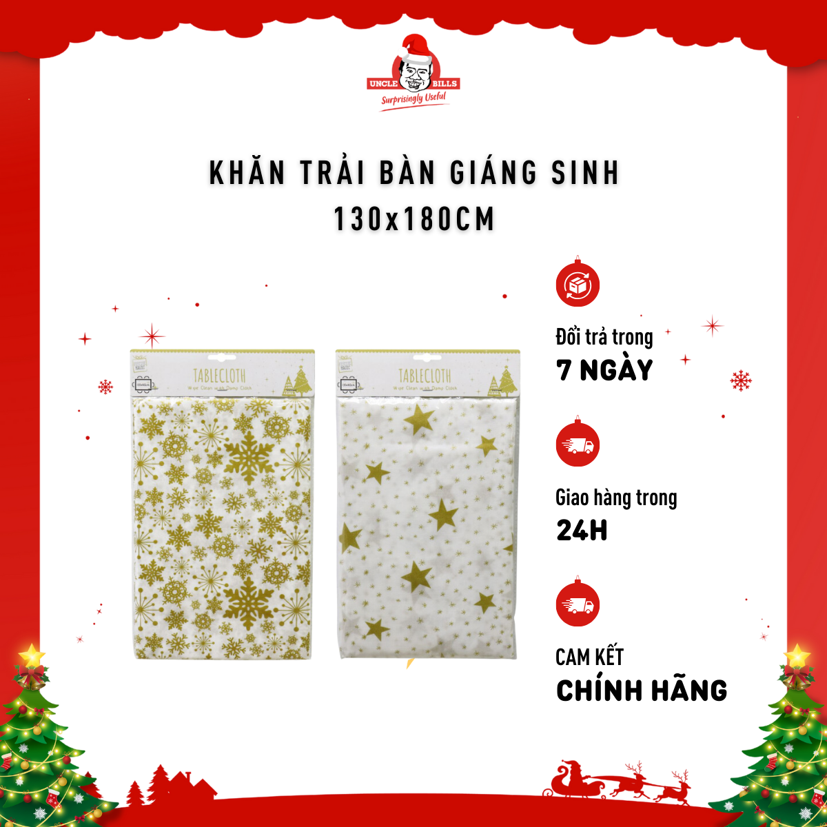 Khăn trải bàn Giáng Sinh Uncle Bills XM4468