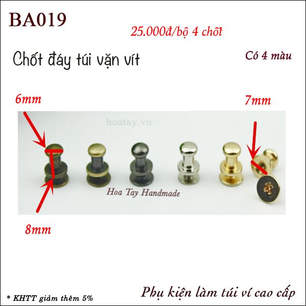 Chốt đáy túi - Chân đế vặn vít cao cấp BA019