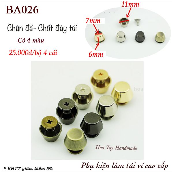 Chốt đáy túi - Chân đế vặn vít cao cấp BA026