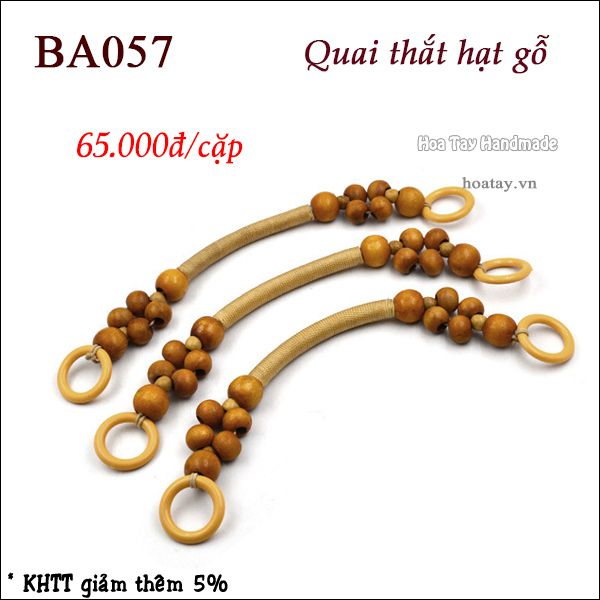 Quai túi xách - Quai thắt hạt gỗ BA057