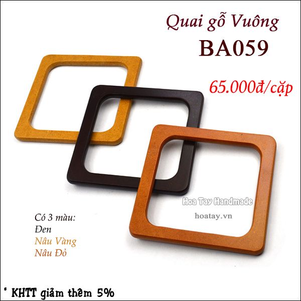 Quai gỗ túi xách hình vuông BA059