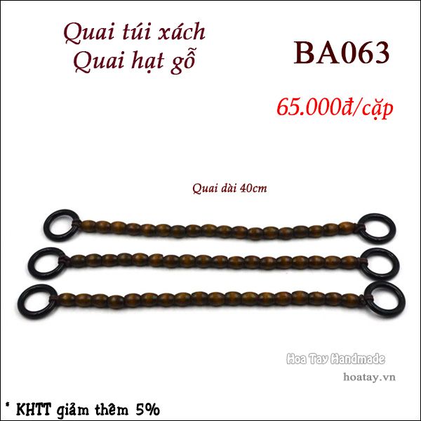 Quai túi xách - Quai hạt gỗ BA063