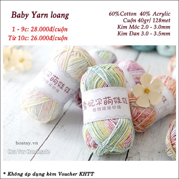 Len Baby Yarn loang đan móc trang phục, phụ kiện cho bé.