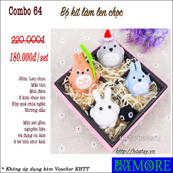 Combo 64 - Bộ kit làm len chọc 4 bé thỏ