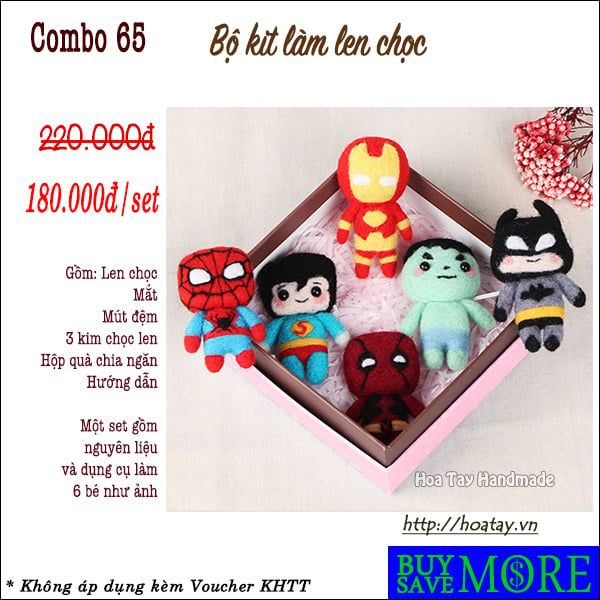 Combo 65 - Bộ kit làm len chọc các Siêu anh hùng