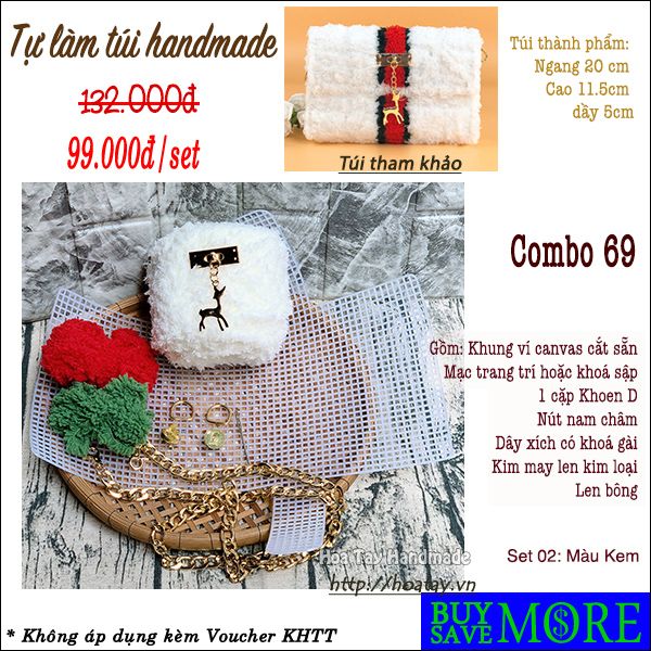 Combo 69 - Tự làm túi xách handmade - Bộ nguyên liệu đầy đủ tự làm