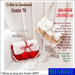 Combo 79- Tự làm túi đan len handmade Cherry, Bộ nguyên liệu đầy đủ.Túi handmade tiktok - Hàng có sẵn, có hướng dẫn