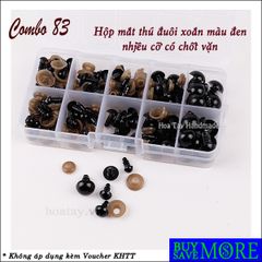 Combo 83 - Hộp mắt thú đuôi xoắn màu đen nhiều cỡ có chốt vặn.