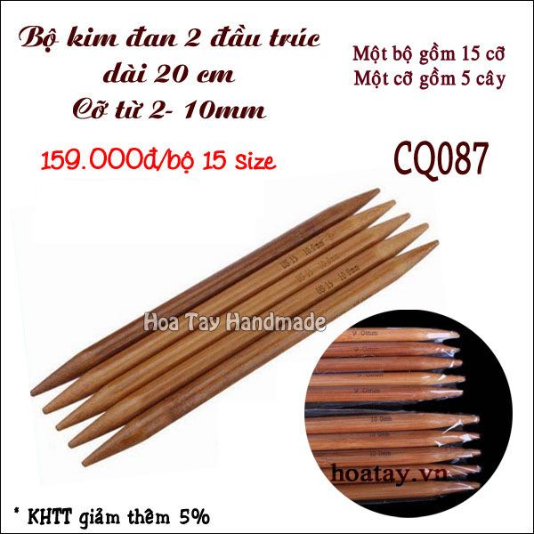 Bộ kim đan 2 đầu trúc 15 cỡ CQ087