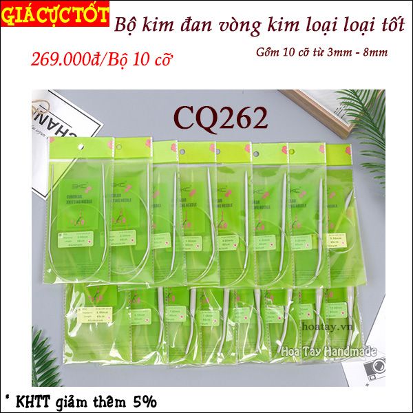 Bộ kim đan vòng Kim Loại loại tốt 10 cỡ dây dài 80cm và 40cm CQ262