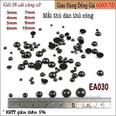 Mắt thú dán màu đen nhiều kích cỡ từ 3mm đến 10mm EA030