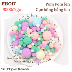 Pom Pom Len - Cục bông trang trí Màu Pastel dùng trang trí thú bông, làm đồ cột tóc EB017