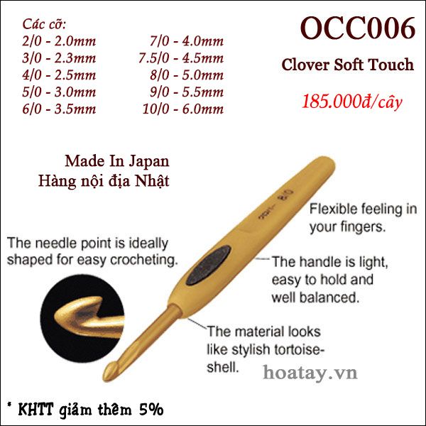 Kim móc Clover - Made in Japan - Cỡ móc len Từ 2mm đến 6mm