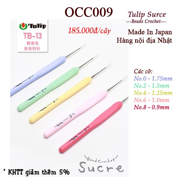 Kim móc Tulip Sucre- Made in Japan. Cỡ móc chỉ từ 0.5mm đến 1.75mm