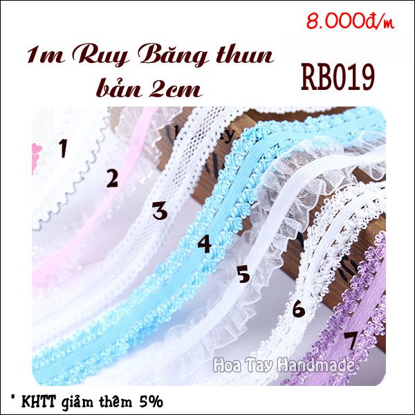 Ruy băng thun RB019 làm băng đô, cài tóc