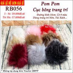 Pom Pom - Cục bông trang trí nón, túi xách, trang sức 10cm RB056