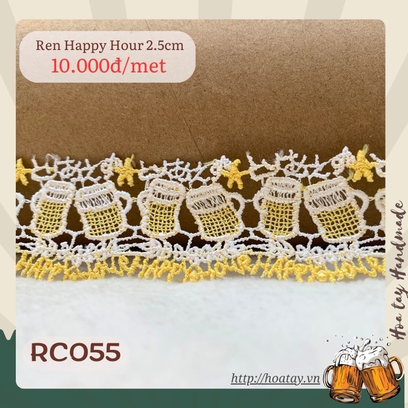 Ruy Băng Ren Thêu Happy Hour 2.5cm RC055