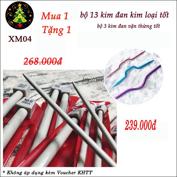 XM04 Mua 1 bộ kim đan kim loại loại tốt Tặng 1 bộ kim vặn thừng loại tốt.