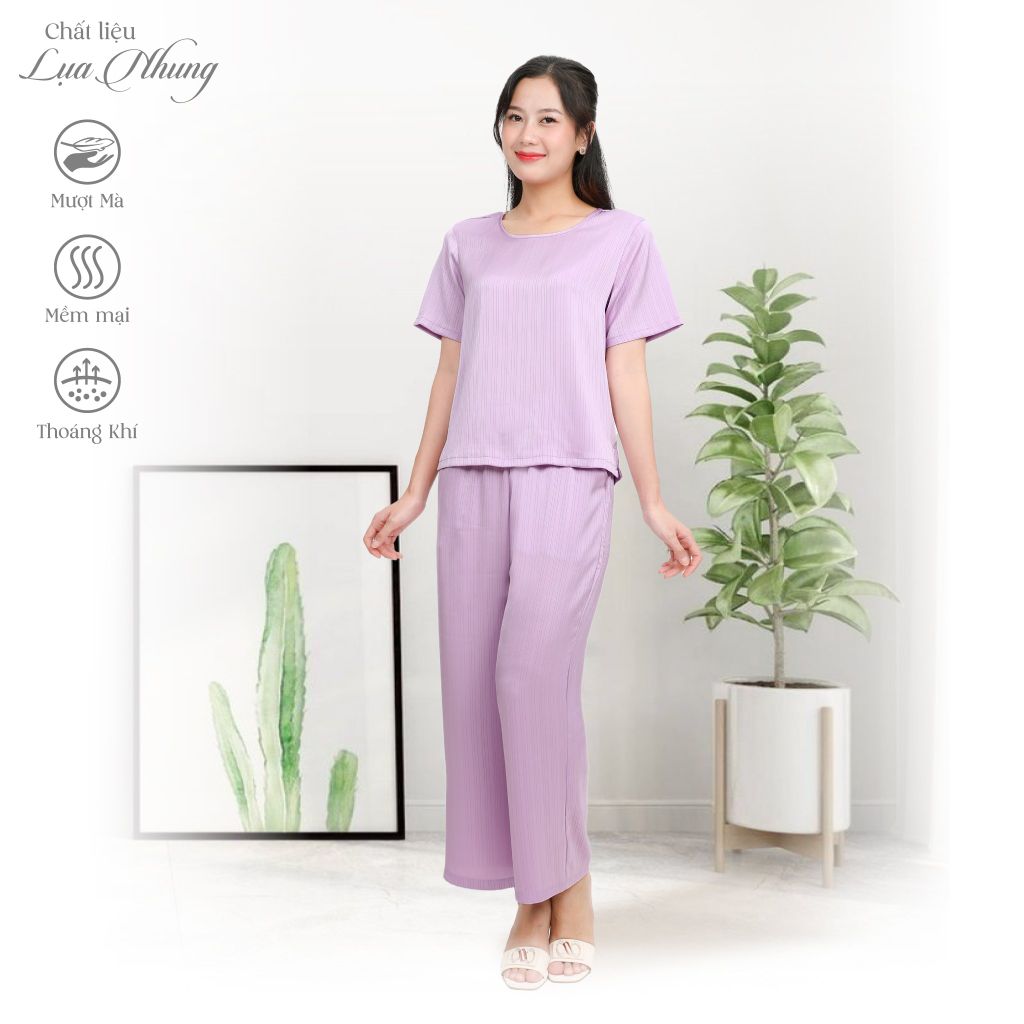 Bộ Dài Tay Ngắn Lụa Nhung cao Cấp 263p 3361