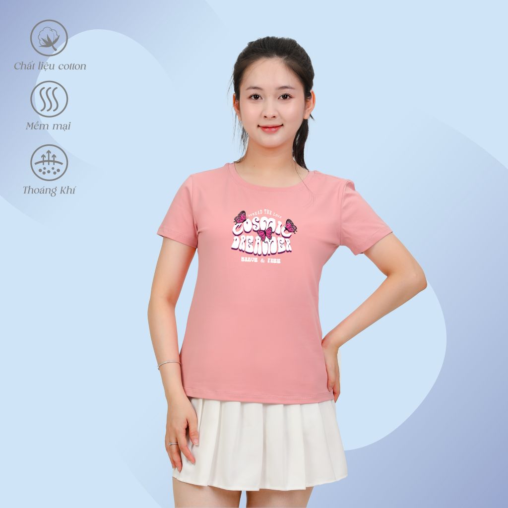 Áo Thun Tay Ngắn Cổ Tròn Form Suông Cotton 020p 0317