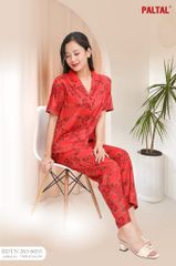 Bộ dài tay ngắn in hoa chất liệu lụa nhung cao cấp BDTN 263p 6055