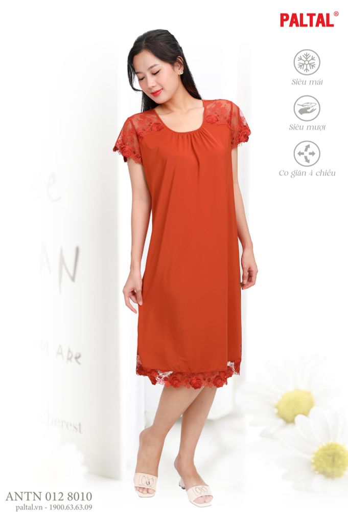 Áo váy đầm ngủ đẹp cao cấp tay ngắn thun lạnh 012p 8010