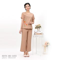 Đồ Bộ Nữ Mặc Nhà Kiểu Quần Dài Tay Ngắn Linen 383p 3355