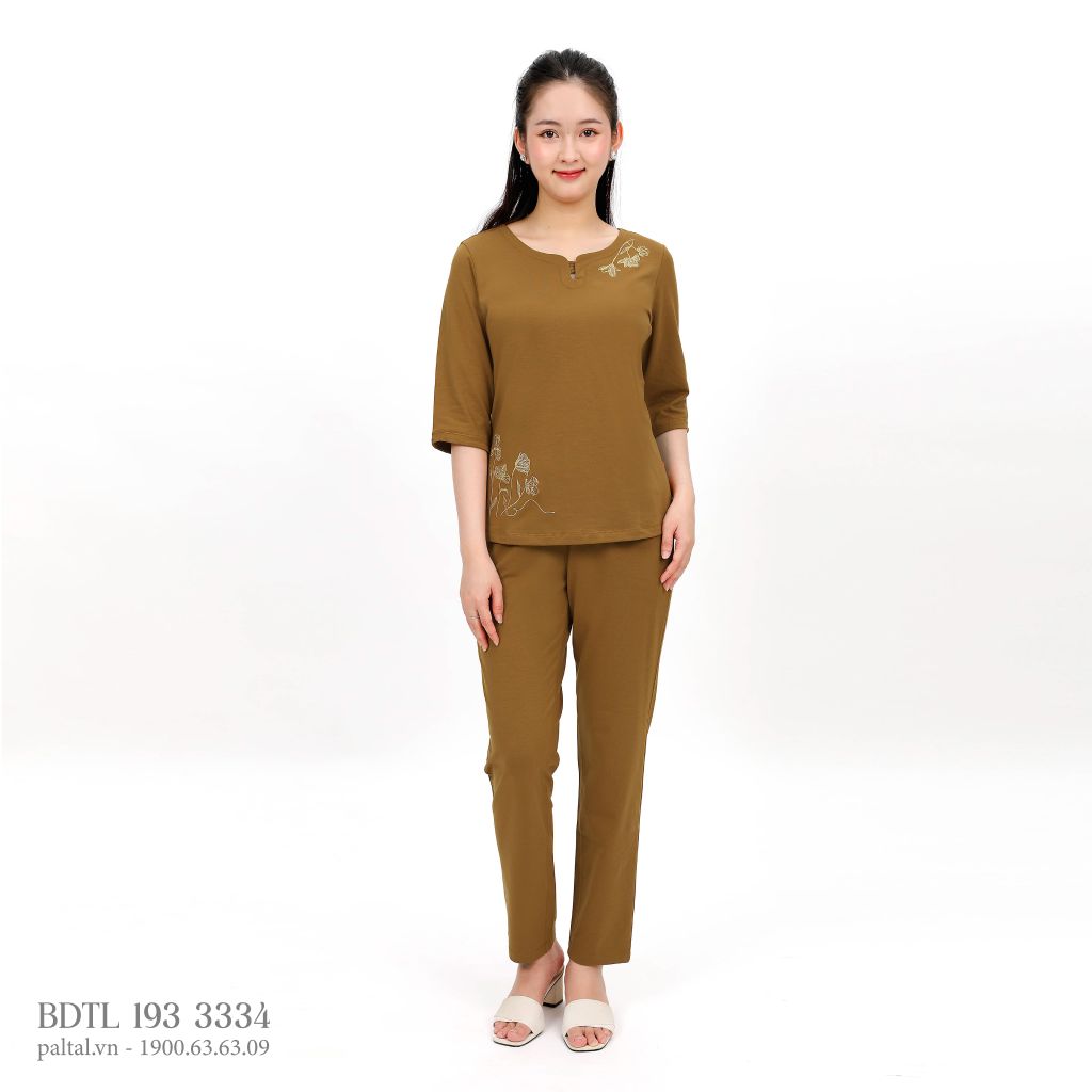 Đồ bộ mặc nhà nữ kiểu quần dài tay lỡ cotton 193p 3334