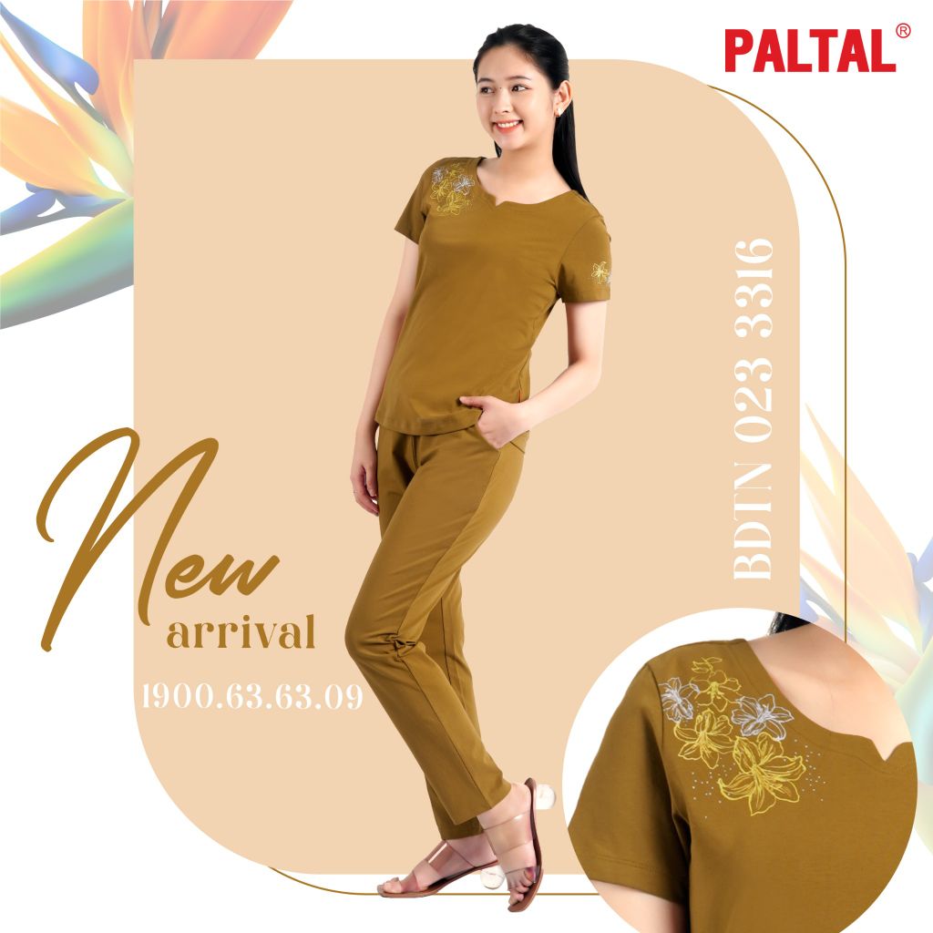 Đồ bộ mặc nhà cao cấp nữ kiểu quần dài tay ngắn cotton 023p 3316