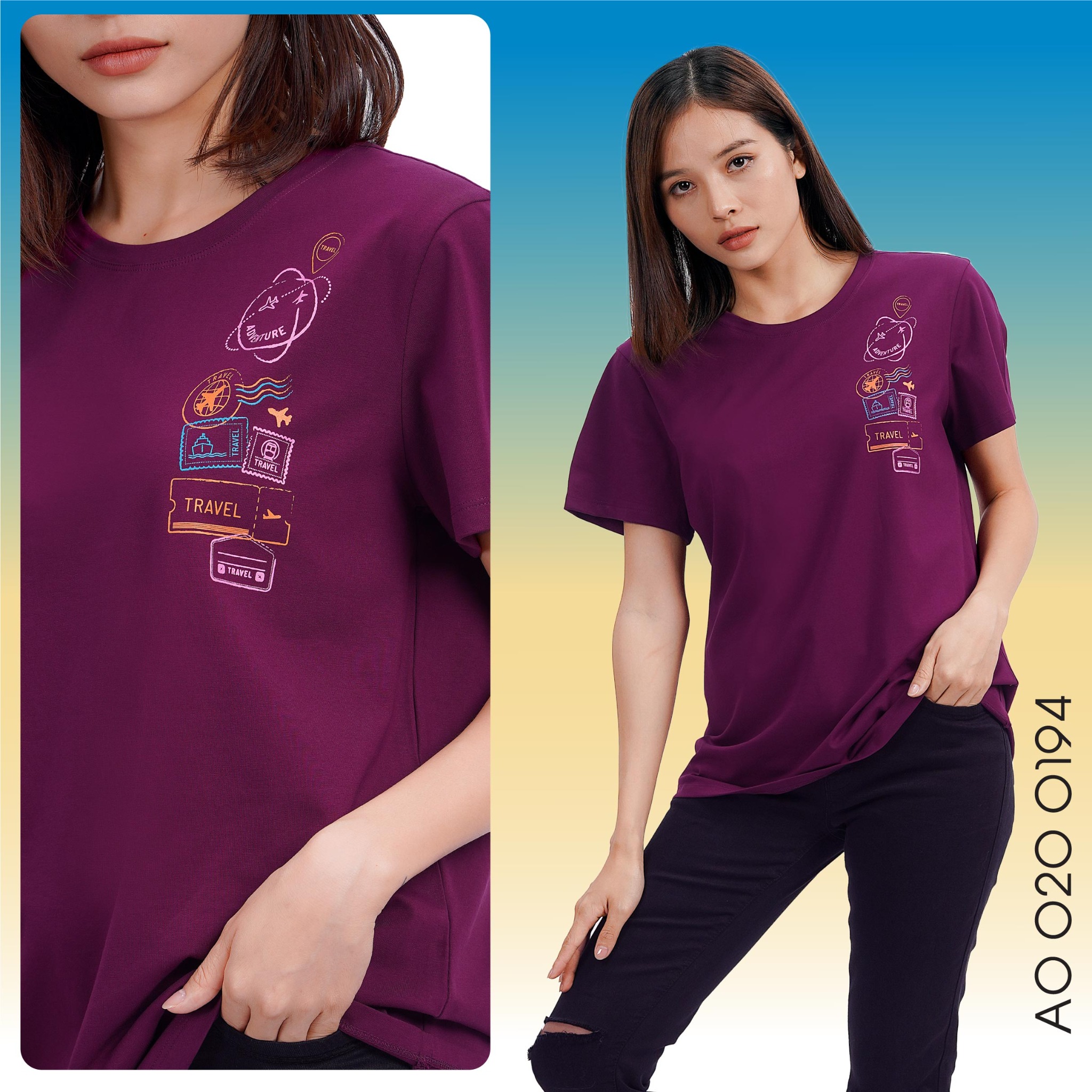 Áo thun tay ngắn cotton 020p 0194