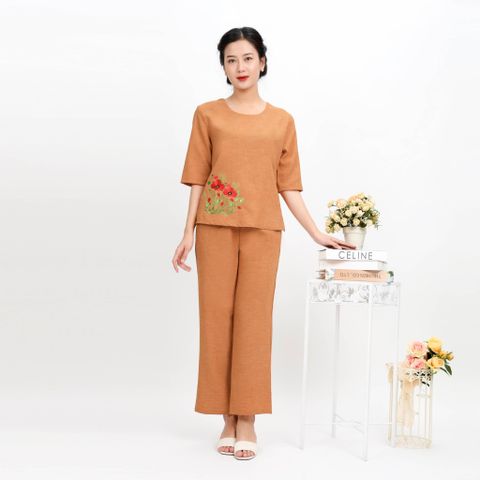 Đồ Bộ Nữ Mặc Nhà Kiểu Quần Dài Tay Lỡ Linen 383p 3359