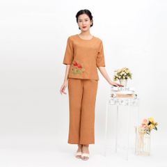 Đồ Bộ Nữ Mặc Nhà Kiểu Quần Dài Tay Lỡ Linen 383p 3359