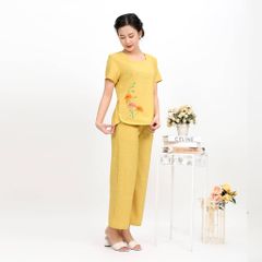 Đồ Bộ Nữ Mặc Nhà Kiểu Quần Dài Tay Ngắn Linen 383p 3355