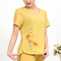 Đồ Bộ Nữ Mặc Nhà Kiểu Quần Dài Tay Ngắn Linen 383p 3355