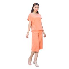 Đồ bộ nữ mặc nhà kiểu quần ống rộng lửng tay ngắn silk linen 484p 4096