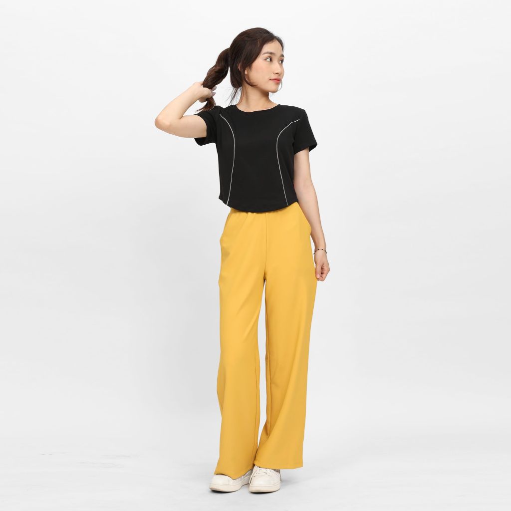 Áo Thun Croptop Tay Ngắn Cổ Tròn LIME Rib Cotton 220p 0267