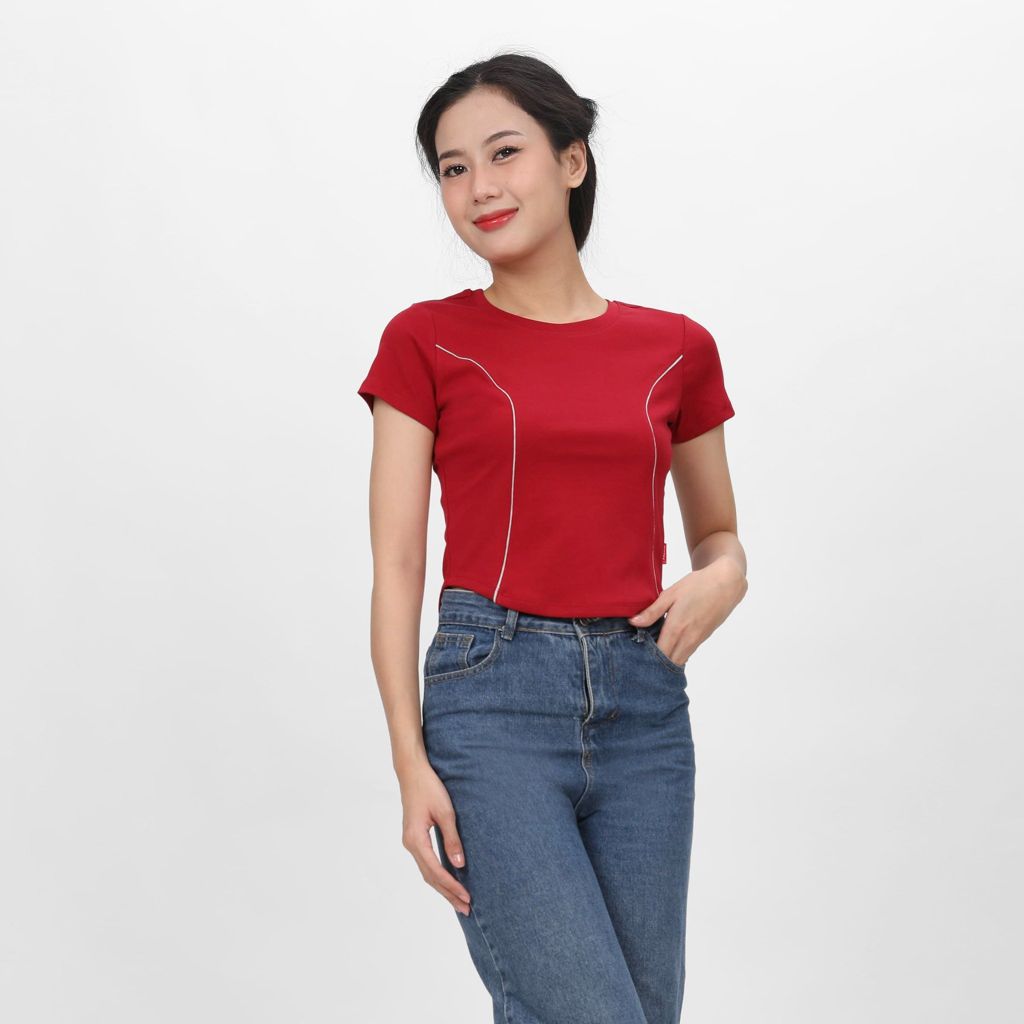 Áo Thun Croptop Tay Ngắn Cổ Tròn LIME Rib Cotton 220p 0267