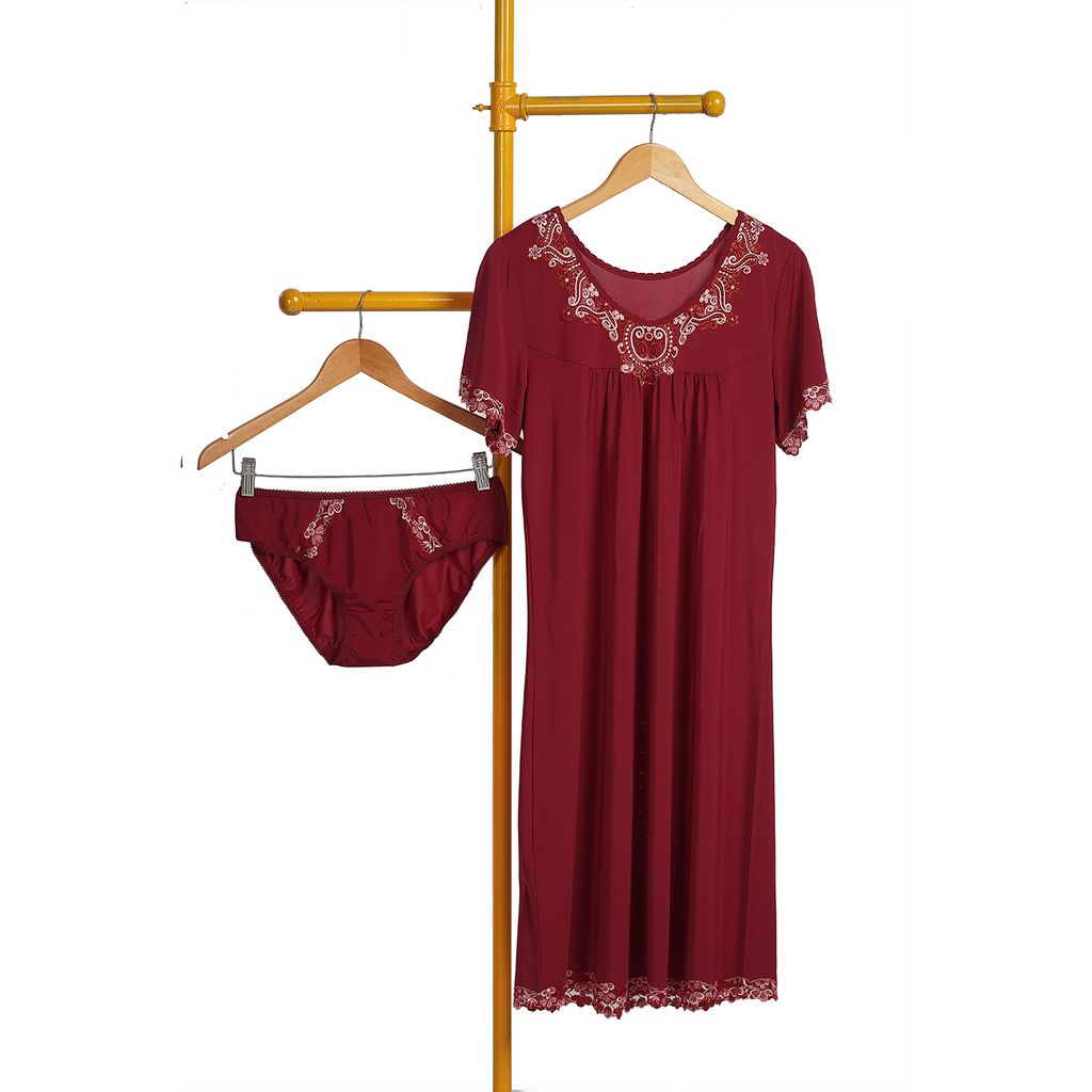 Áo váy đầm ngủ đẹp cao cấp tay ngắn thun lạnh 012p 0169