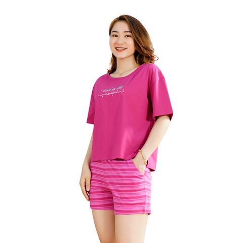 Đồ bộ ngủ nữ quần đùi tay ngắn cotton 025p 5048