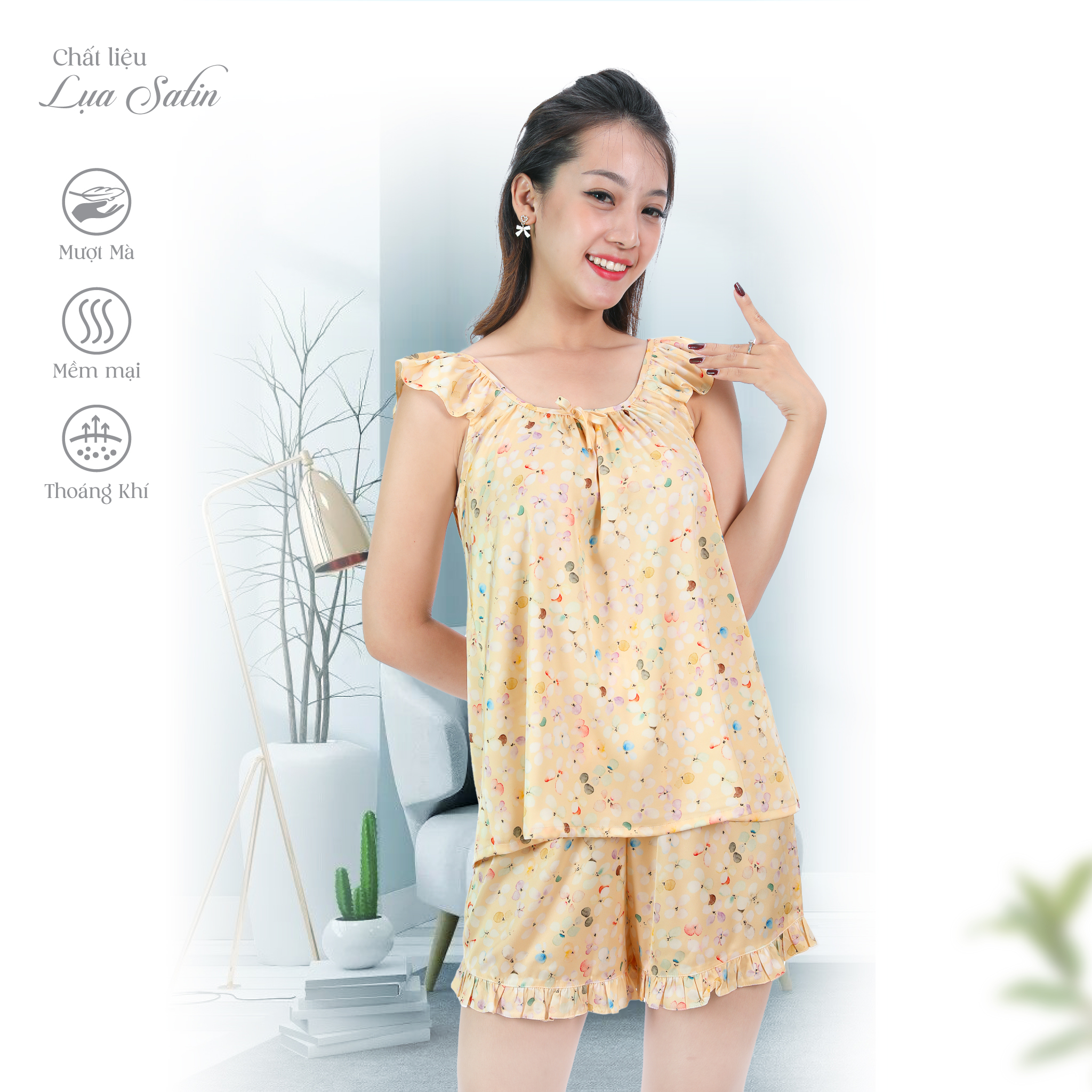 Bộ đùi không tay cao cấp lụa satin 265p 5132