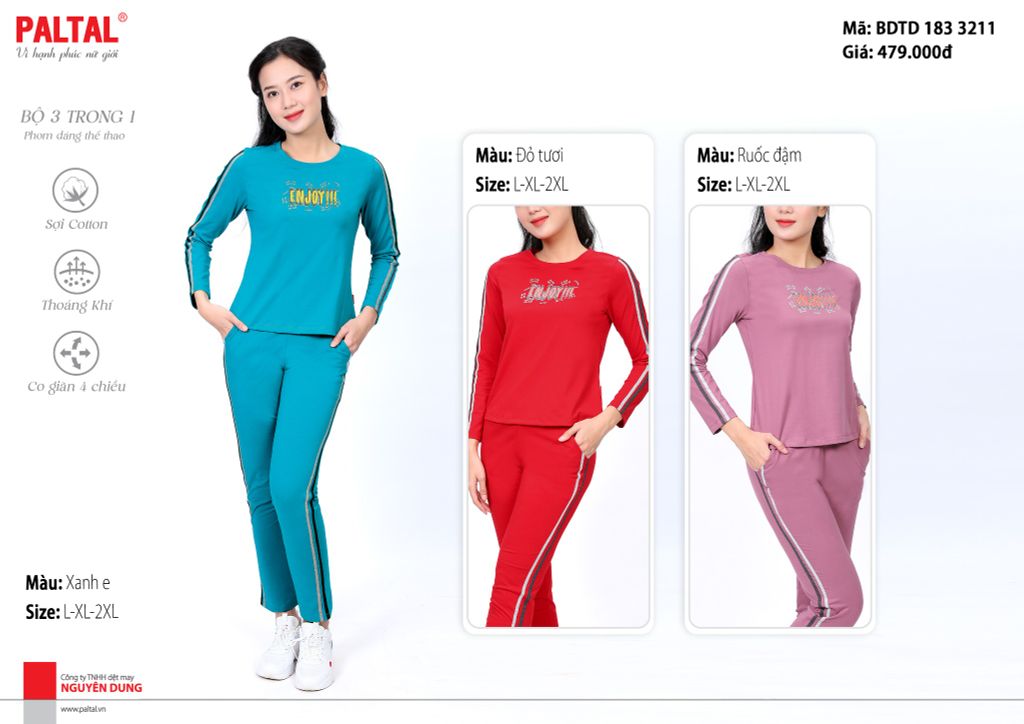 Đồ bộ nữ mặc nhà kiểu quần dài tay dài cotton 183p 3211