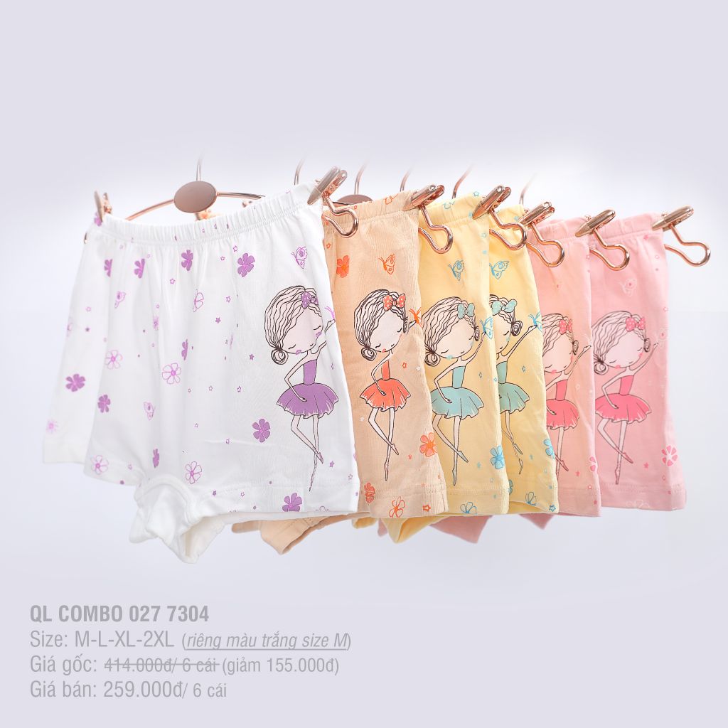 Combo 06 quần lót Baby/ Trẻ em Cotton 027p 7304