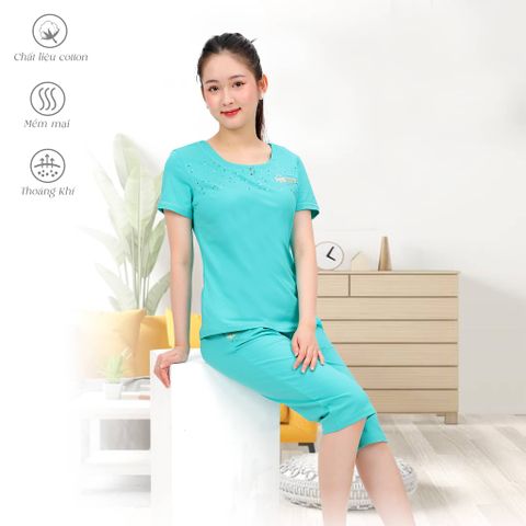 Đồ bộ nữ mặc nhà kiểu quần lửng tay ngắn cotton 024p 4275