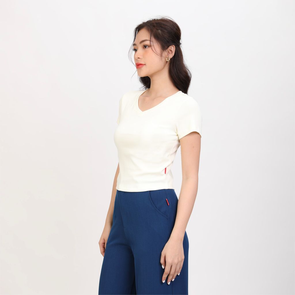 Áo Thun Croptop Tay Ngắn Cổ Tim Rib Cotton 220p 0266